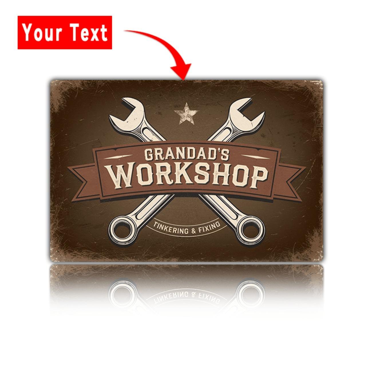 Personalized Metal Tin Sign Garage Wall Decor Custom Workshop Art белый