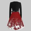 Christmas Print Sequin Patchwork Long Sleeve Dress Deer Skater Party Dresses