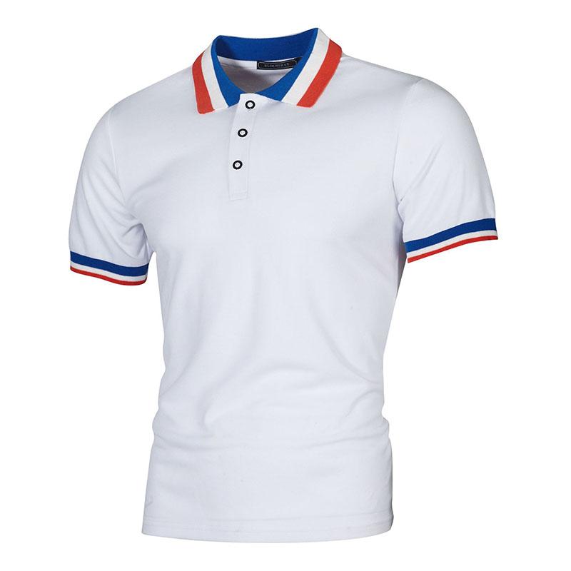 Summer Men's Simple Rib Color Block Casual Men's Lapel Short-sleeved Polo Shirt