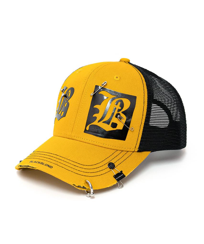 BLACKBLOND Vividi Dual B Logo Trucker Mesh Cap (Mustard)