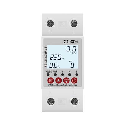 2025 New 2P 63A TUYA WiFi Smart Protector Relay Device Switch Breaker Earth Leakage Over Under Voltage Energy Power KWh Meter