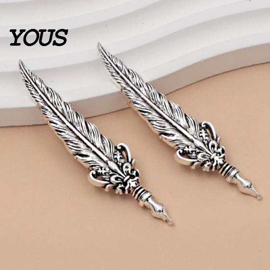 Decorative Clothing Accessory 1/2Pcs Vintage Feather Brooch for Men, Alloy Silver Lapel Jewelry, Pin Badge Clothes Bag Hat Scarf Suits Metal