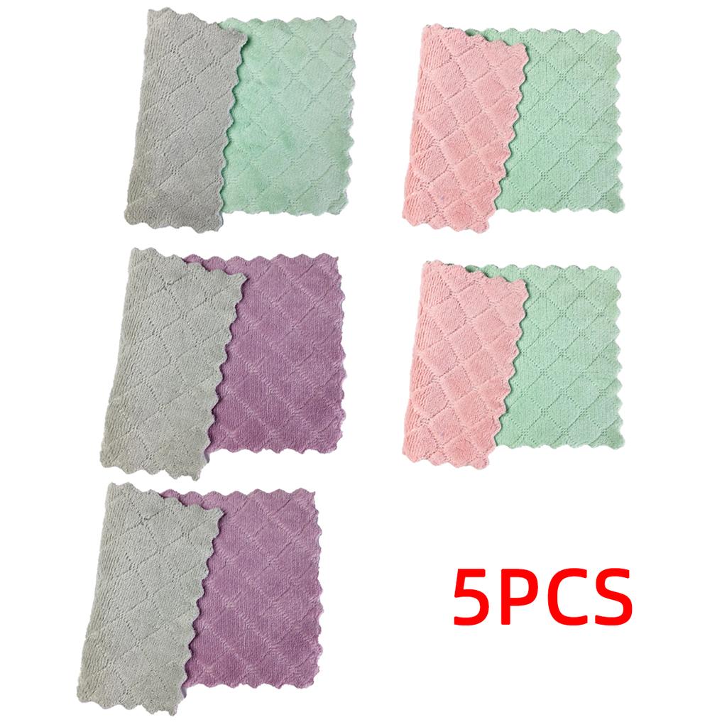 5/10-Pack Pure Cotton Random Color Kitchen Dishwashing Cloths Efficient Tableware Home Cleaning Towels Kitchen Bathroom Home