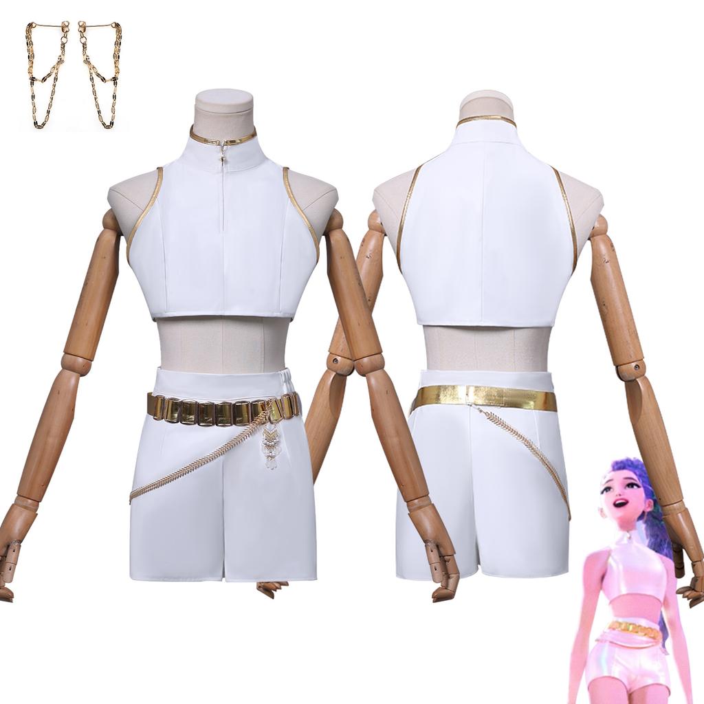 Kpop Demon Hunter Huntrix Mira Rumi Zoey Cosplay Costume Wig White Suit Korean Wave Superstar Idol Performance Sets Halloween