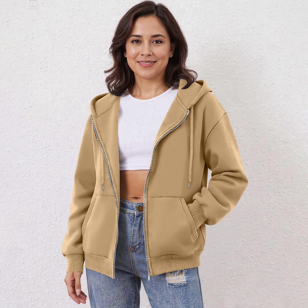 Women's Off Shoulder Zipper Hoodie Sweatshirt Fashion Clothing Casual Jacket