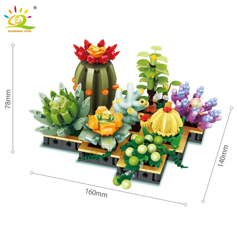 MOC Succulent Plant Potted Micro Building Blocks Small Bricks Flower Blossoms Flowerpot Ornaments Toys Home Decoration