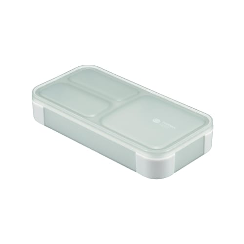 Foodman Bento Box, 400ml, Slim, Portable, Antibacterial, Light Gray, Leak-Resistant, Double Sealing, Secure with 4-Point Lock, CB Japan, DSK