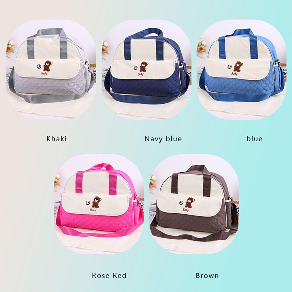 Bear Pattern Cartoon Mommy Bag Large Capacity Portable Diaper Bag Mommy Crossbody Bag Daily Use