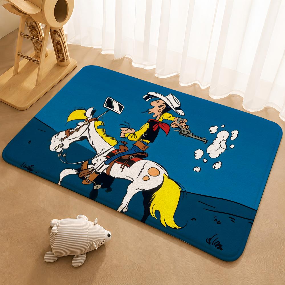 LUCKY LUKE CARTOON Floor Mat Floor Mat Soft Flannel Non-Slip Door Rug for Living Room