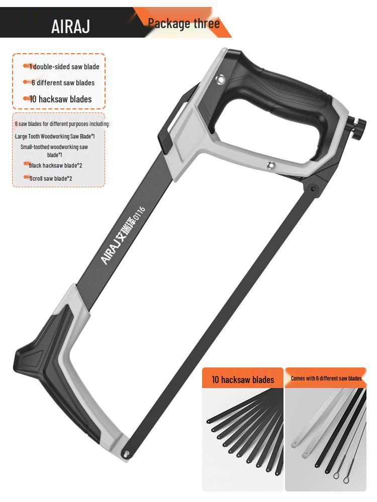 Compact Household Handheld Hacksaw with Iron Blade and Frame