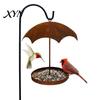 Natural Bird Feeding Decor Vintage Umbrella Shaped Feeder, Rusty Hanging Wild Feeder with Rain?Shade Canopy, Durable Metal for Balcony Outdoor Seeds