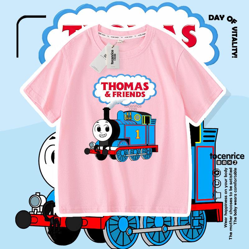 Boys Pure Cotton Lightweight TShirt Thomas Train Childrens Clothing Summer Wear ShortSleeved Shirt for Kids