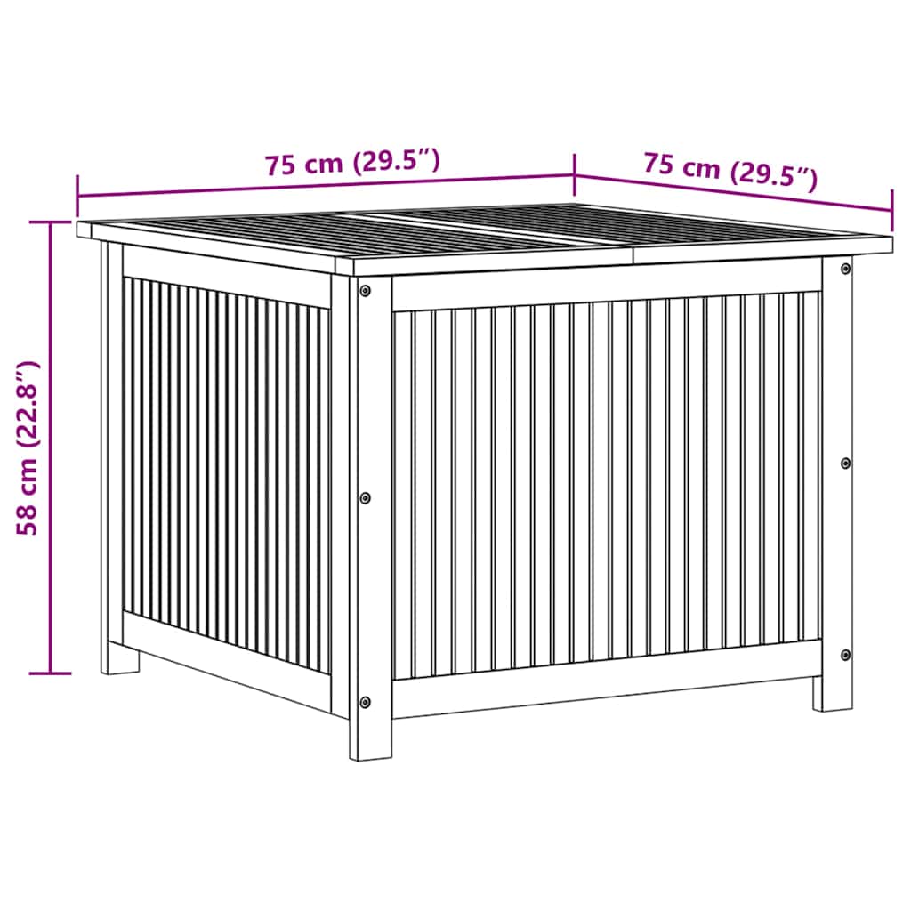 Garden Storage Box 75x75x58 cm Solid Acacia Wood