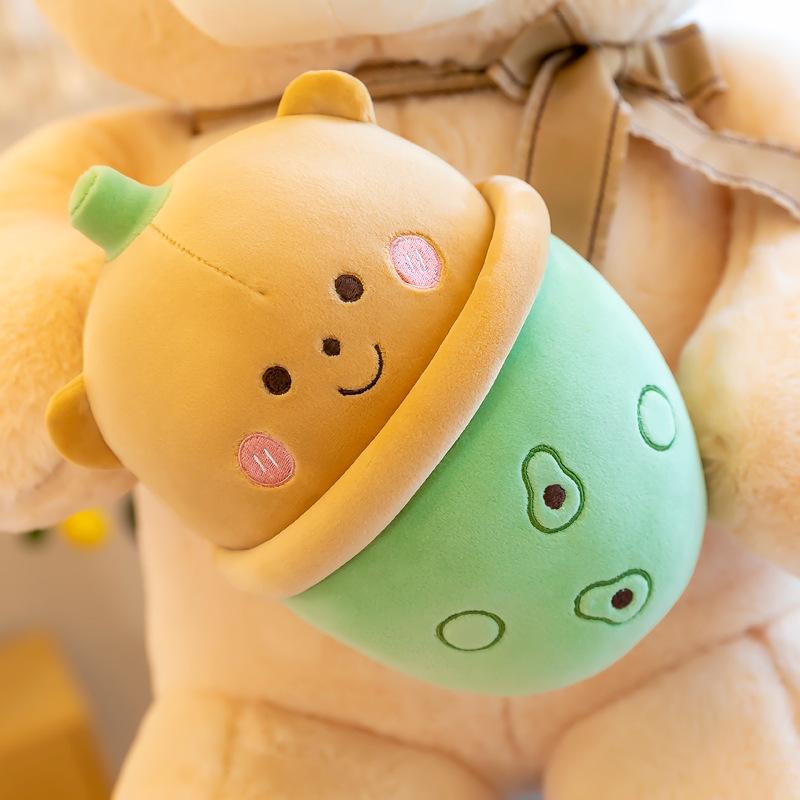 Adorable Sweetheart Milk Tea Teddy Bear Plush Pillow - Large Size Doll Gift for Kids and Girls.