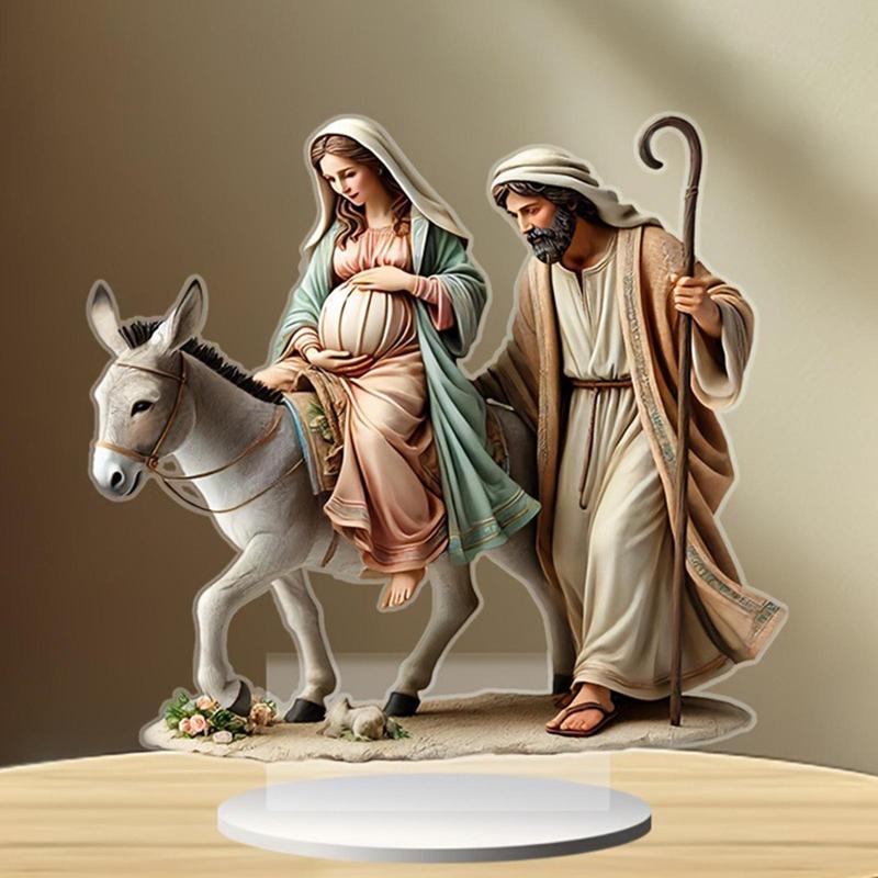 Jesus Nativity Decor Traditional Home Decor Decorative 2D Flat Acrylic Ornament for Holiday Office Family Indoor Outdoor