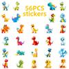 56 Cartoon Rubber Dinosaur Graffiti Stickers Water Cup Computer Stationery Decorative Waterproof Stickers