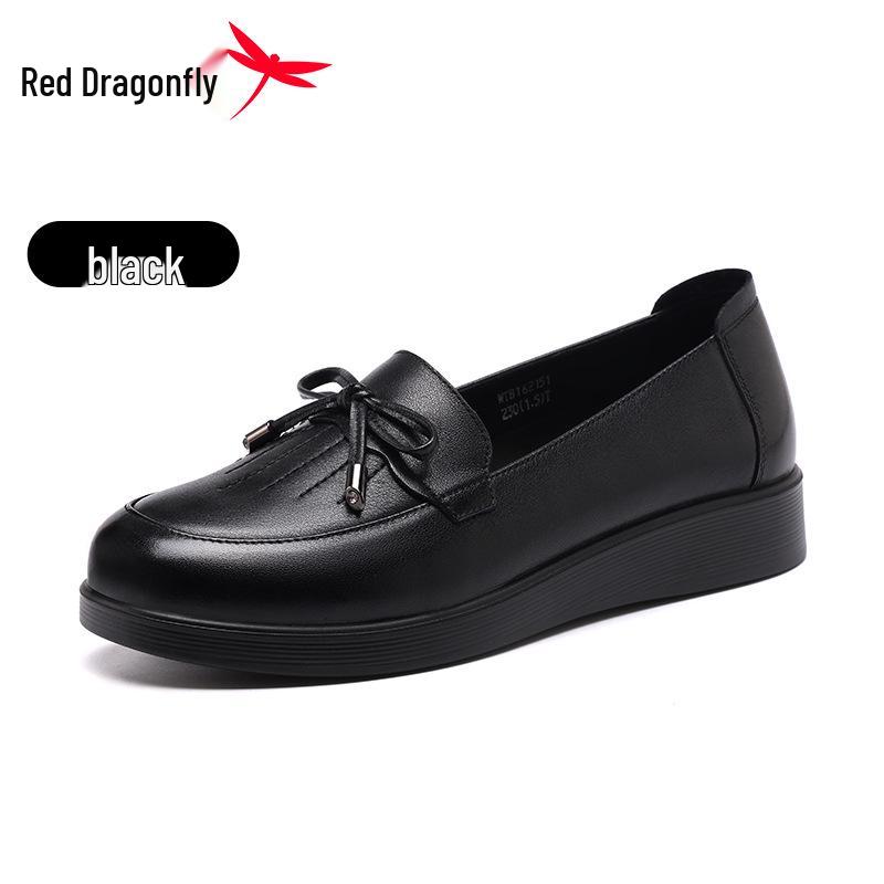 Red Dragonfly Women s Summer White Flat Casual Leather Shoes - Genuine Leather Breathable Mother s Shoes 40