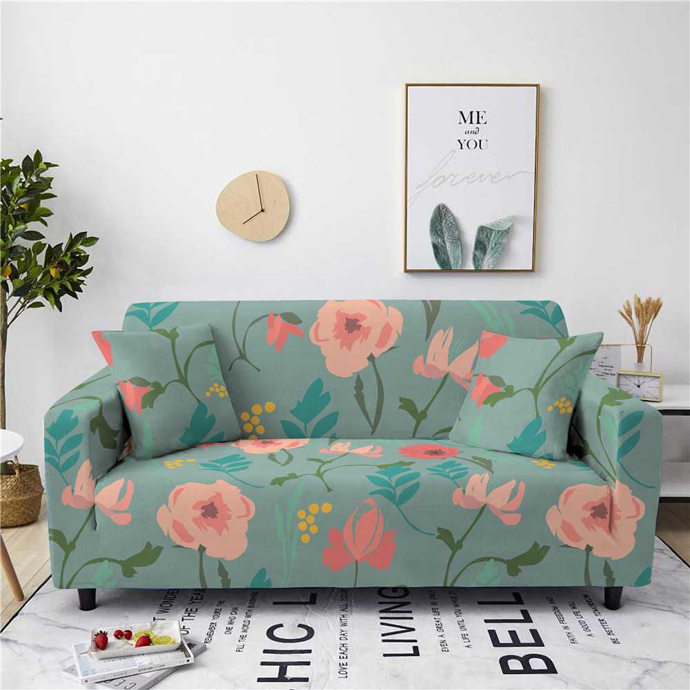 Geometric Plant Print Leisure Sofa Cover L Shape 1/2/3/4 Seat Small Sofa Sofa Cushion Kids Sofa Armchair Straight Sofa Cover