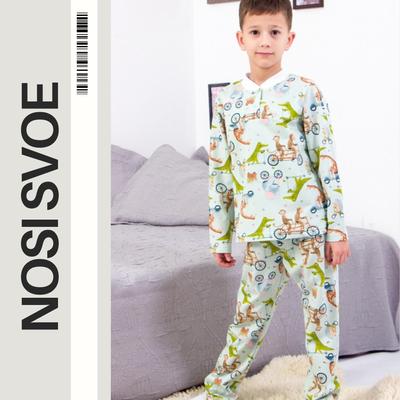 Stilvoller Jungen-Pyjama – Helle Drucke & Weicher Stoff, Halbsaison ,6077-024-4-H HC