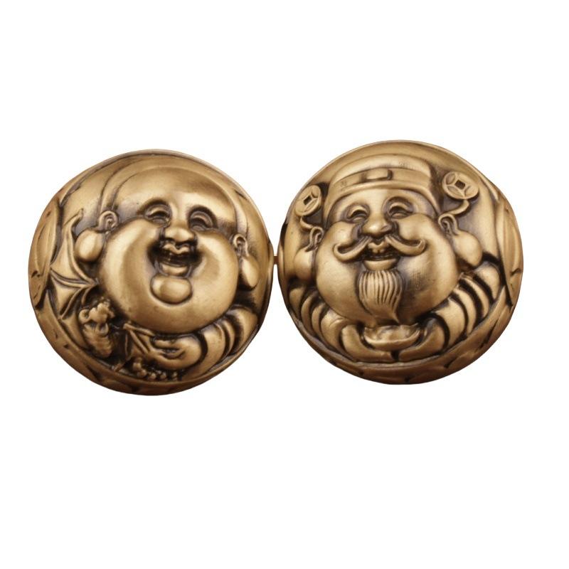 God Of Wealth Elderly Fitness Hand Ball Handle Piece Stress Relief Artifact Ornament Brass Decoration Craf