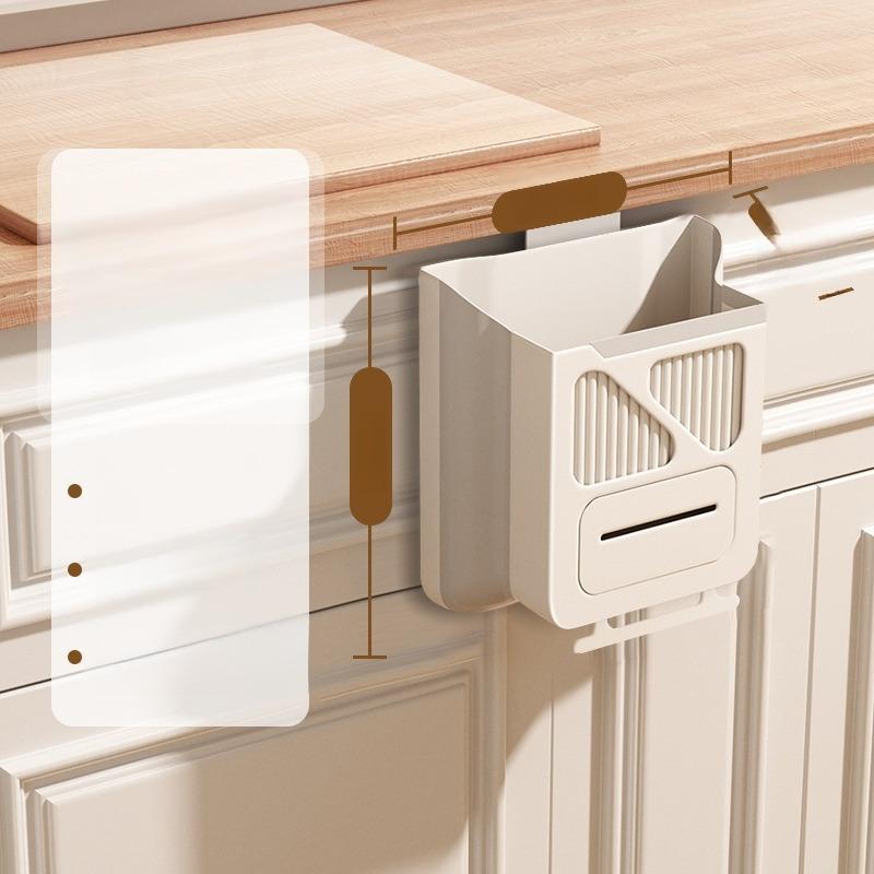 Household collapsible garbage bin cabinet doorKitchen punch-free trash can cabinet door wall-mounted household trash basket