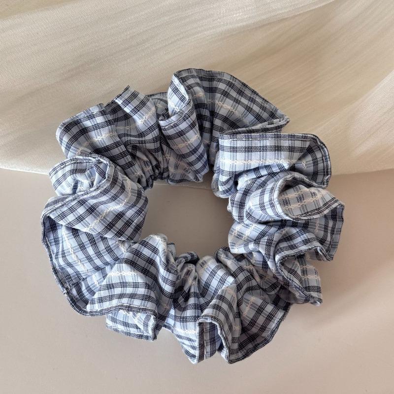 Blue and White Checkered Fabric Hair Band for Short Ponytails, Elegant and Versatile Headband for Updos