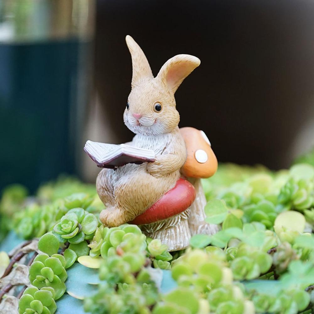 Cute Pastoral Bunny Ornaments Rabbit Potted Ornaments New Resin Crafts Balcony