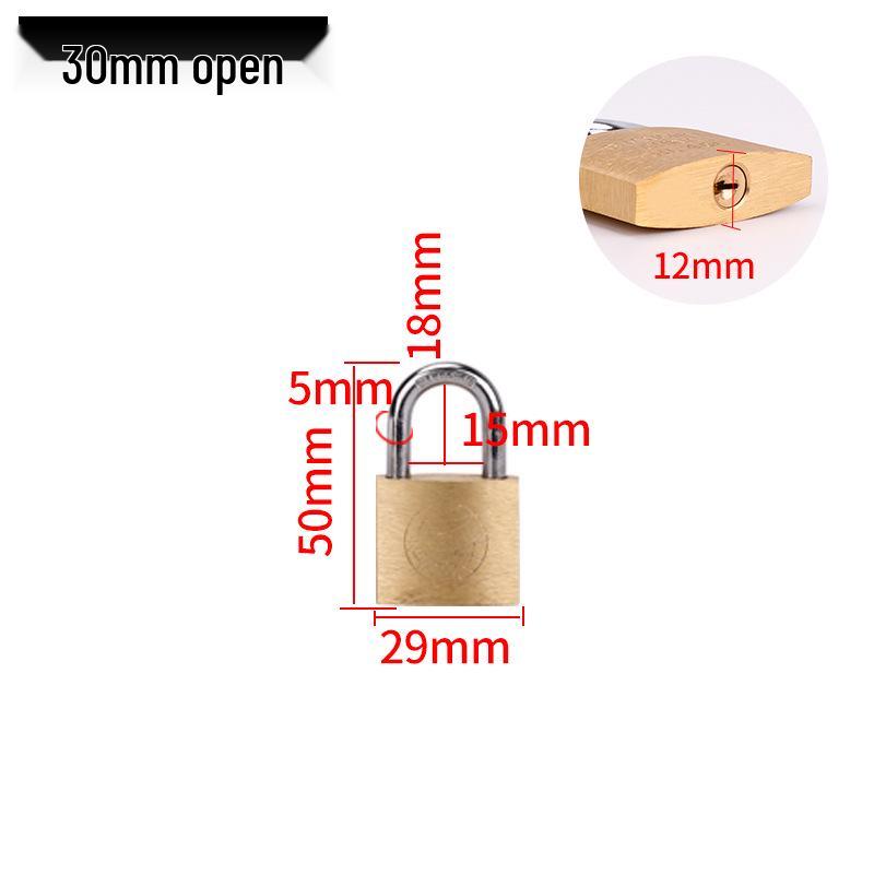 Small Brass Anti-Theft Padlock for Household Doors, Cabinets, and Dormitories with Thickened Lock Head and Key