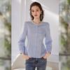 Camicia a Righe da Donna Bailuyu Slim Fit a Manica Lunga