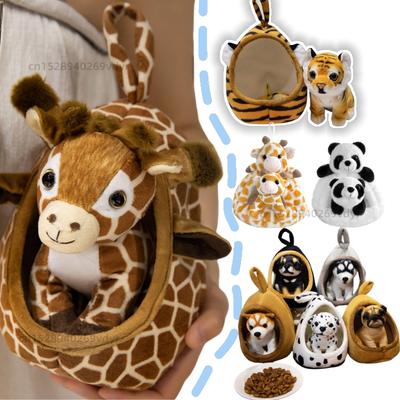 Nid Peluche Animale Simulé Petite Girafe Tigre Léopard Lion Panda Chiens Poupées Coussin Jetable Peluche Cadeau Bébé Cadeau d'Anniversaire