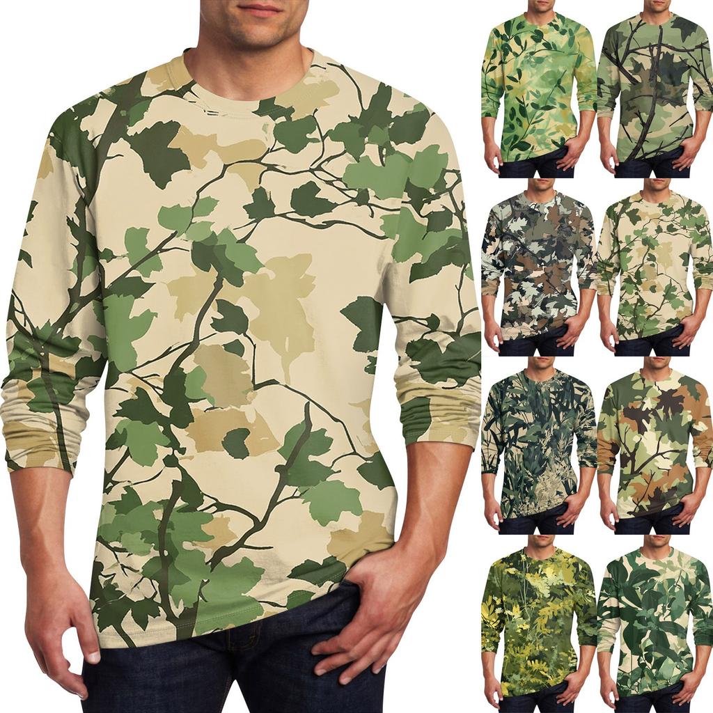 Men's T Shirt O-Neck Clothing Apparel Outdoor Long Sleeve Print Fashion Designer Vintage