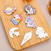 Custom Acrylic Anime Brooch: Cute Unicorn & Rainbow Pendant for Girls' Bags