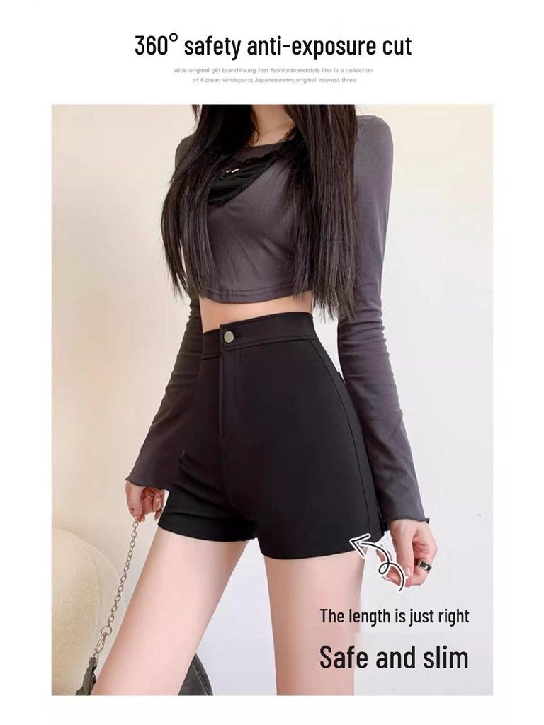 2025 New Spring/Autumn High Waist Women's Black Shorts - Hot Girl Tight Leggings Hot Pants