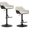 Set Of 2 Bar Stools Bar Chairs Adjustable Height Linen Effect Fabric And Steel Base 52.5 X 53 X 86.5 108 Cm Gray