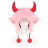 Winter Warm Hat Coral Fleece Halloween Party Hat Ear Hat Polar Fleece Bull Horn Cap For Halloween Party Womens Neck