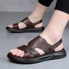 Mens Genuine Leather Slide Sandals Breathable TPR Sole Outdoor Casual Slip-On Footwear Beach