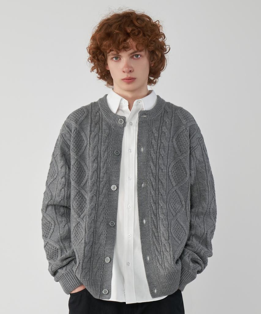 UNTAPPED STUDIO Oversized Aran Cable Round Knit Cardigan 5 Colors