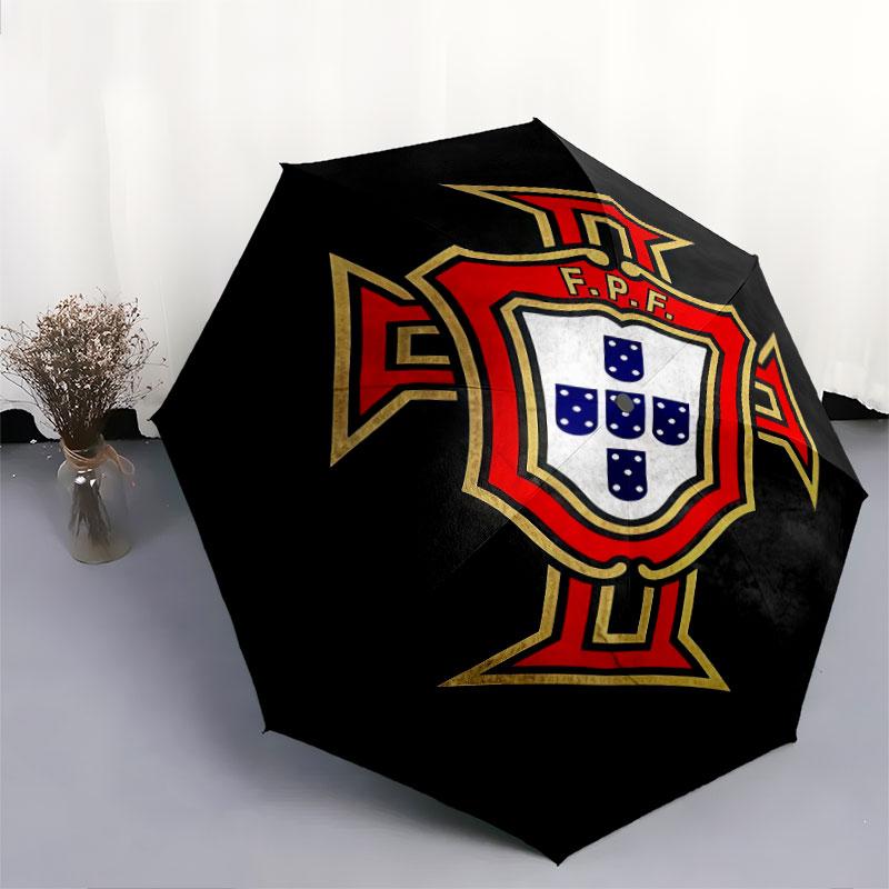 1 PC Automatic Folding Umbrella - Portugal National Football Logo Pattern, Portable & Foldable Design with 8 Ribs, Christmas Birthday Gifts