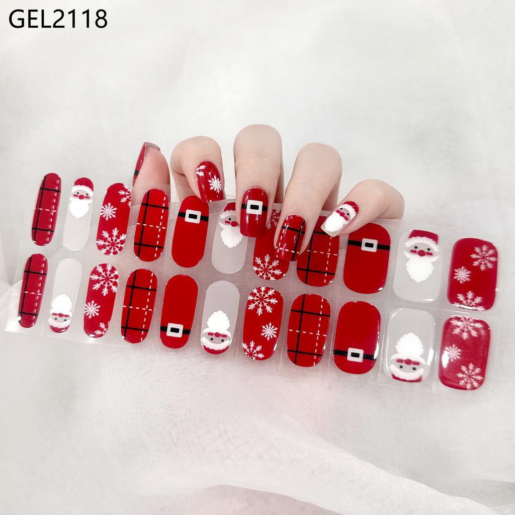 Custom Logo Semi Cured Gel Nail Sticker Waterproof Full Cover Gel Nail Wraps