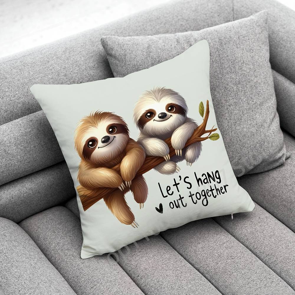 Yoga Sloth Sleep Cute Throw Pillow Case For 45*45cm 40cm 30cm 50cm 55cm Square Home Pillowcase Case