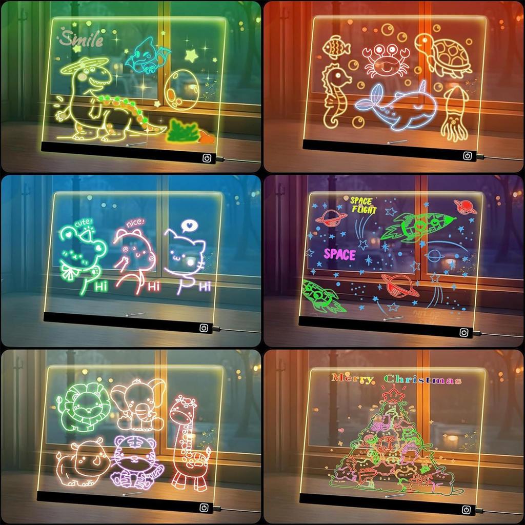 Led Note Board 7 Colors Dry Erase Touch Control Painting Toys Led Light Board For Kids Night Light Home Offices School Holiday