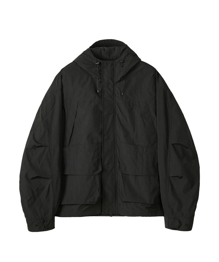 Kalapatthar Lightweight Nylon Ripstop Out Pocket Hooded Shell Jacket - Black