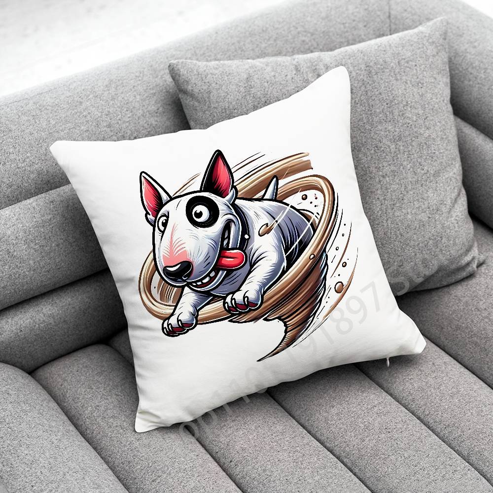 Bull Terrier Dog Puppy Throw Pillow Case For 45x45cm 40x40cm 55x55cm 50x50cm 30x30cm Square Car Pillowcase Shell