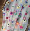 1 Yard Lace Tulle Embroidery Fabric Flower Mesh Voile Floral Embroidery Fabric For Diy Sewing Dress Skirt Curtain Decor