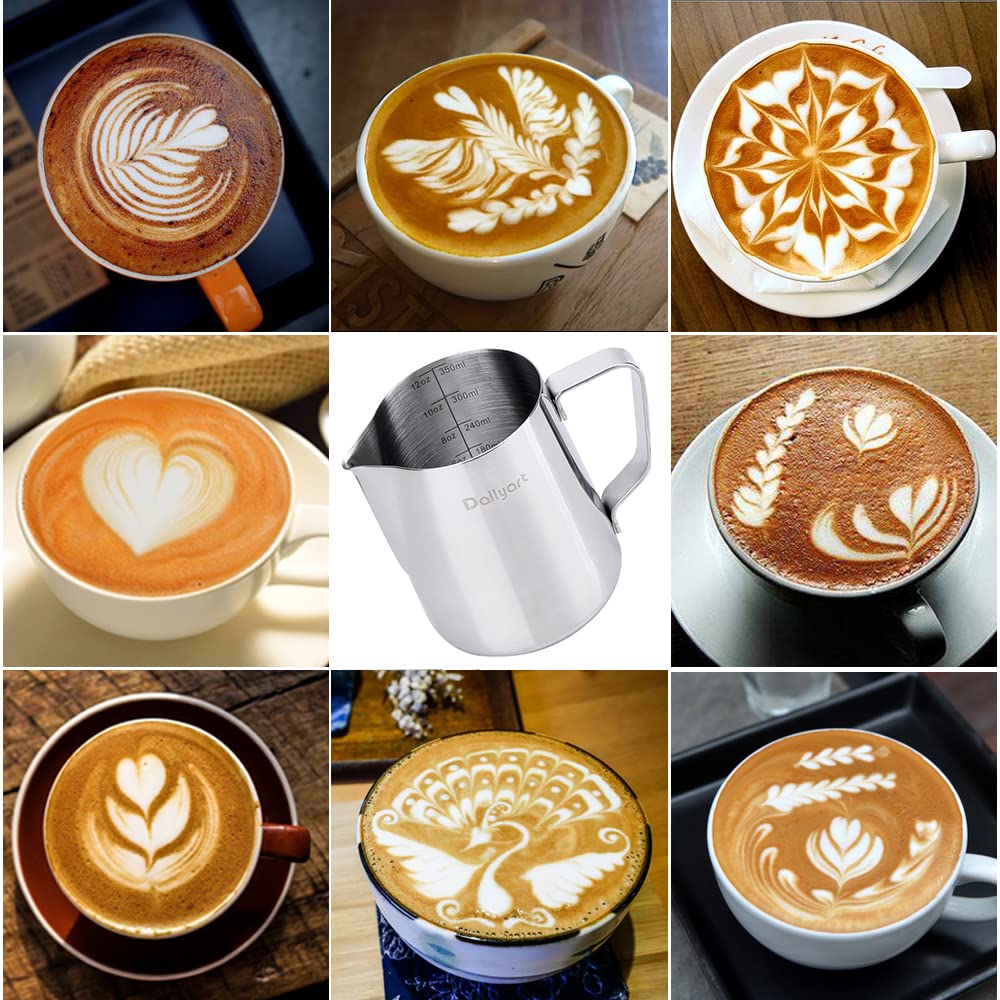 Milk Pitcher, Daily Art 330ml12fl.oz. Stainless Steel Milk Cup Milk Frother Pitcher Milk Jug