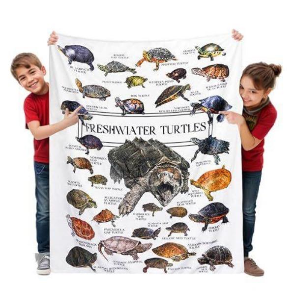 Turtle Blanket Gift Vintage Marine Animal Theme Decorative Flannel Blanket
