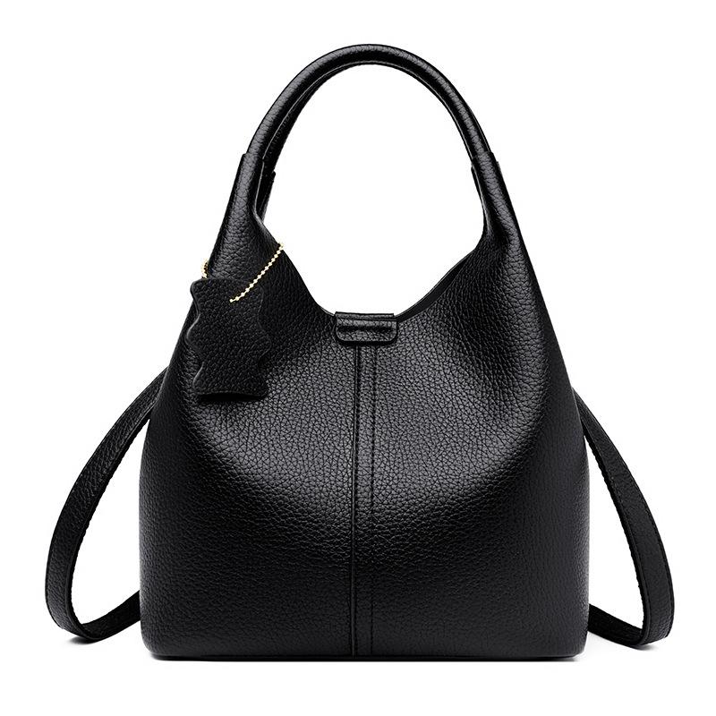 Handbag - Soft Leather Shoulder Bag for Carrying - Fashionable Single-shoulder Crossbody Bag - High-quality Bucket Bag