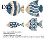 Unique Seaside Cabin Gift 4Pcs/Set Wooden Fish Wall Decor, Coastal Style Art, Distressed Beach House Hanging Set Rustic Blue Ornaments for Home