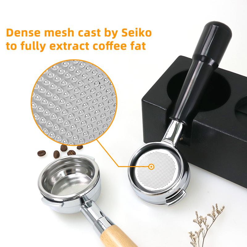 58MM bodenloser Siebträger Zwei-Ohren 2 Tassen Korb Holzgriff Für Nuova Simonelli Espressomaschine Kaffeemaschine Barista Werkzeuge