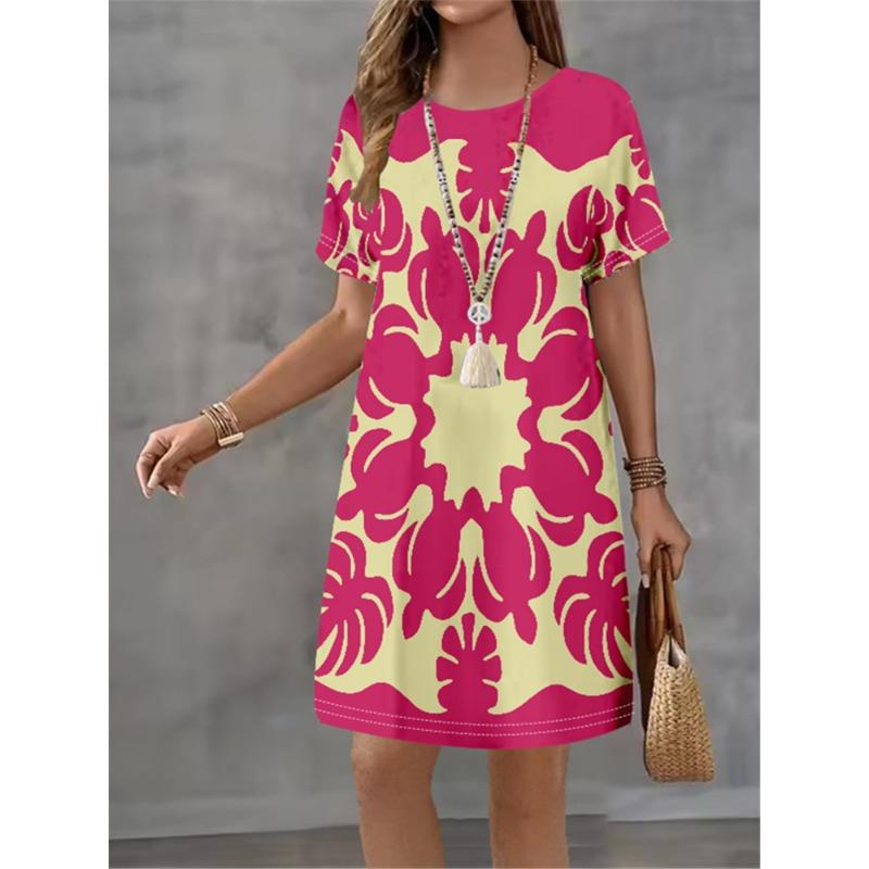 Personalized Printed Womens Dress Summer New 2025 Casual Mini Dress Female Streetwear Clothing Loose Short Sleeve A-Line Dress